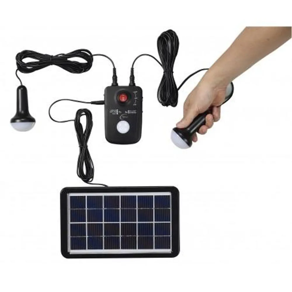 Carregador solar 2 usb + 2 lanterna